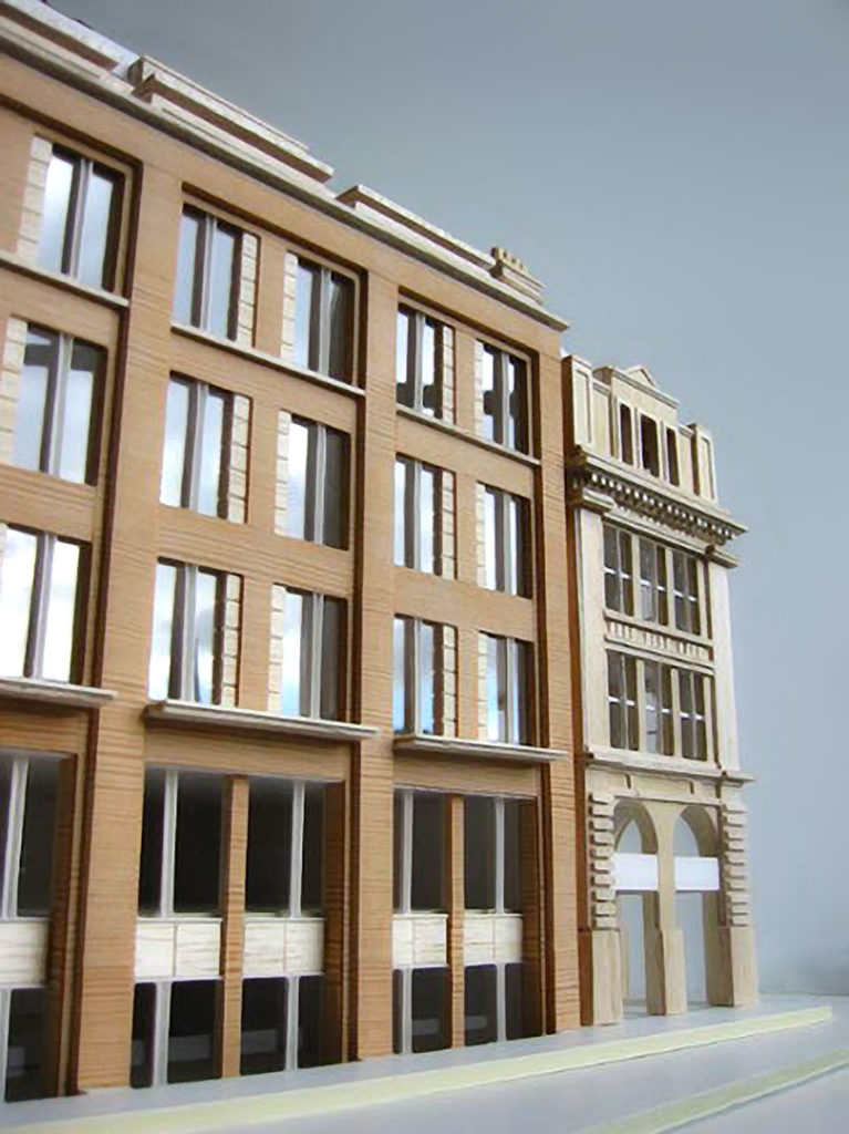 The design of a new 50,000 sq ft office building behind a retained façade on Chancery Lane in Holborn.