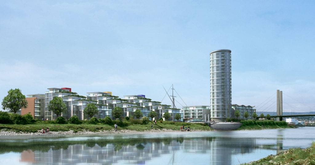 A feasibility study to examine the provision of 125 apartments on a riverside site in Newport.