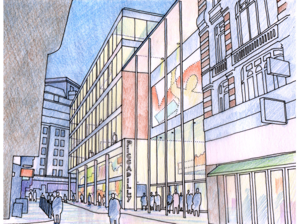 A feasibility study to examine the demolition of the existing theatre and its reinstatement together with a substantial new office building and retail uses.